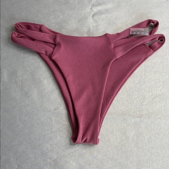 Zaful Cheeky Dusty Rose Pink Ribbed Bikini Bottom Cutout Sides Lined S 4 - Picture 7 of 7
